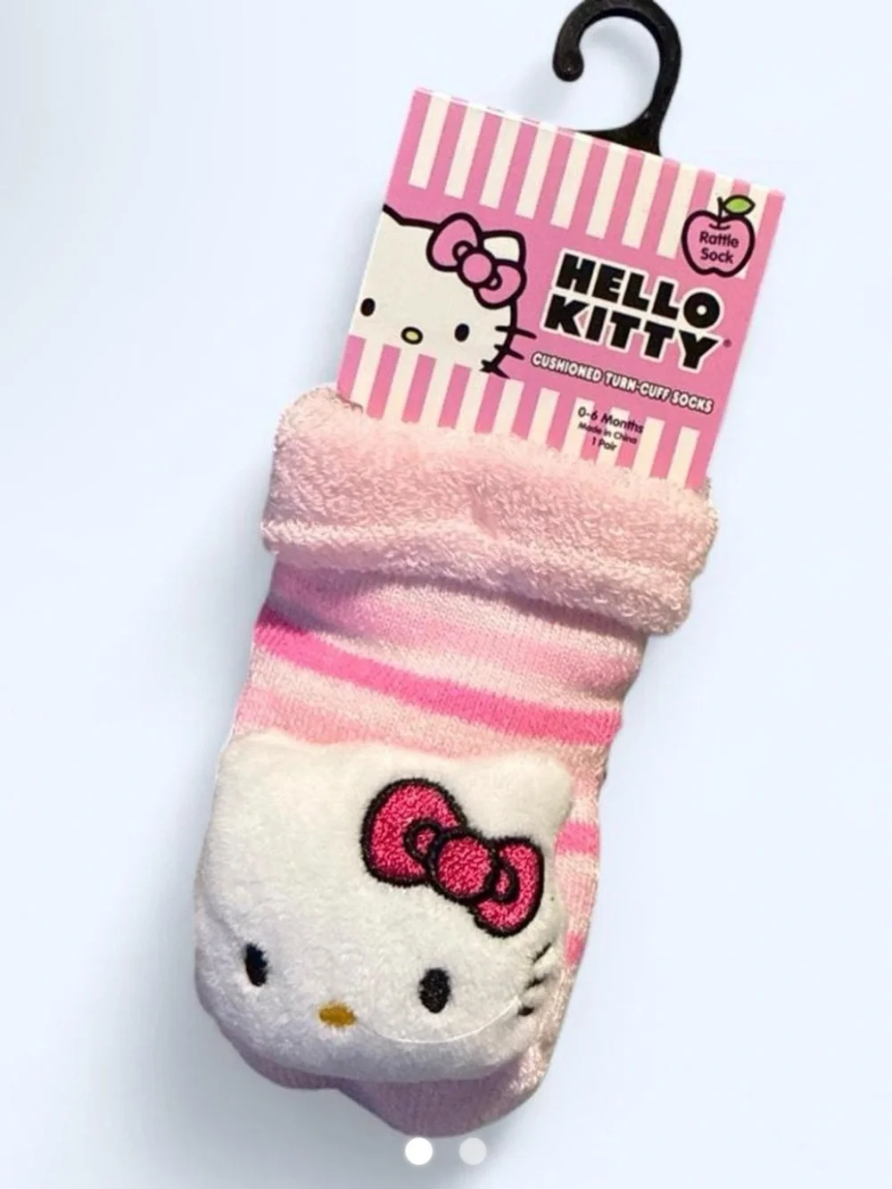 Hello Kitty Pink and White Plush Baby Socks with Bow Accent